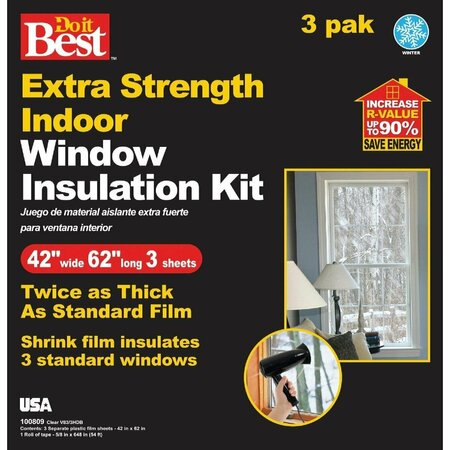 ALL-SOURCE 42 In. W. x 62 In. L. Indoor Shrink Window Film 3-Sheets V83/3HDB